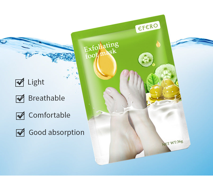 Exfoliating Foot Mask with moisturizing and peeling benefits for smooth, soft skin.