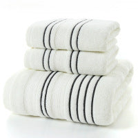 Household pure cotton bath towels with striped design, soft and skin-friendly.