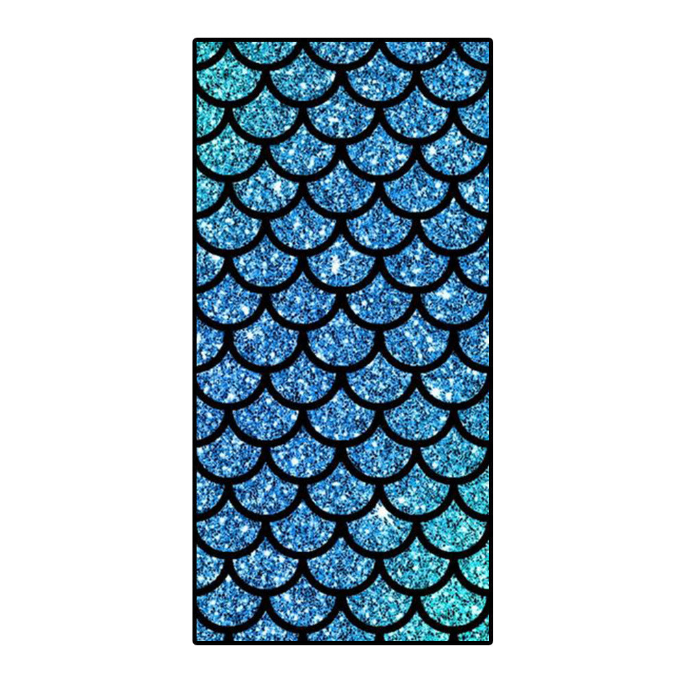 Colorful mermaid-scale microfiber bath towel with 3D printing.