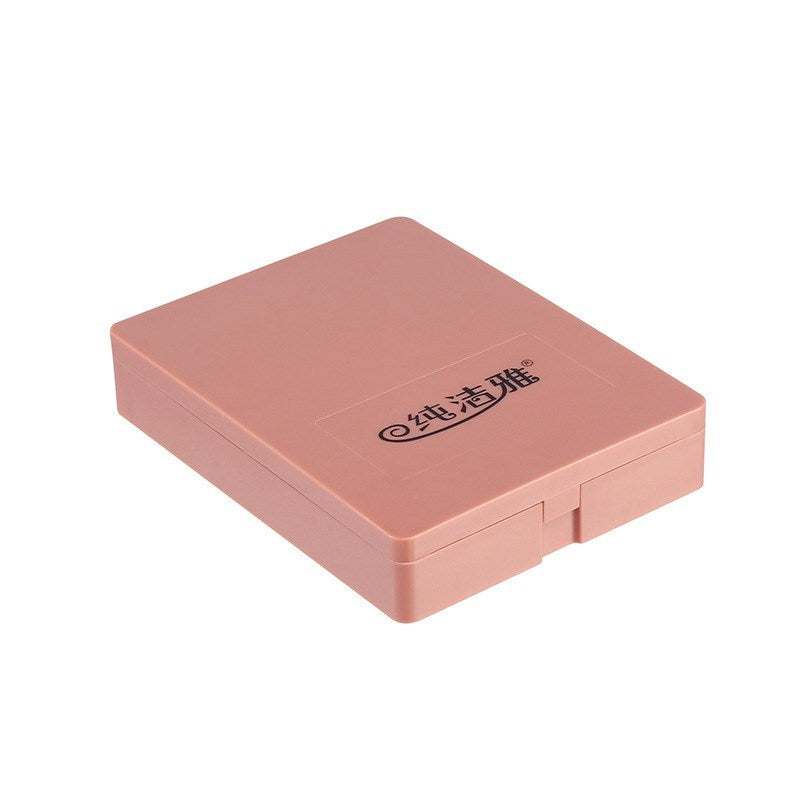 Portable pink case for 5-piece makeup brushes set with mirror and synthetic bristles.