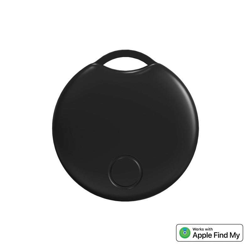 Compact Bluetooth GPS tracker compatible with Apple Find My for locating valuables.