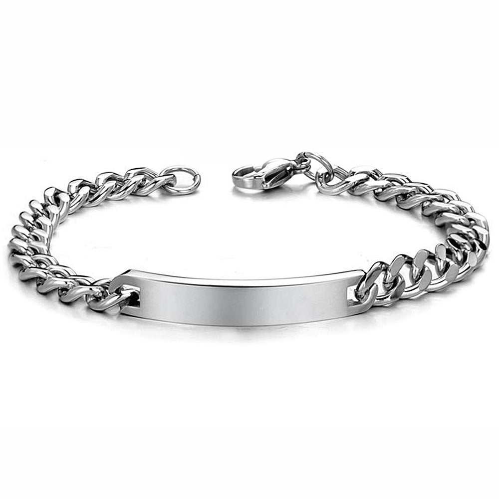 Titanium steel curved plate rose gold plated bracelet with polished finish.