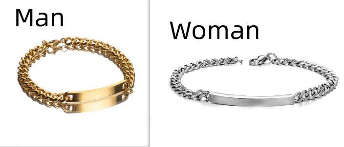 Titanium steel curved plate rose gold and silver bracelets for men and women.
