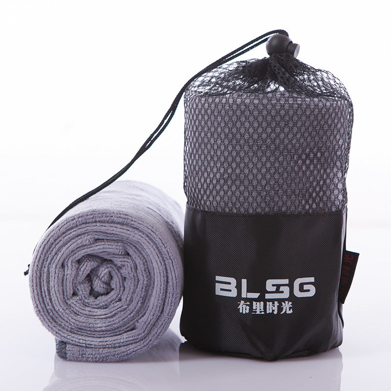 Light green fitness sports towel with embroidery, twistless yarn, 30cm width, 100cm length, absorbent.