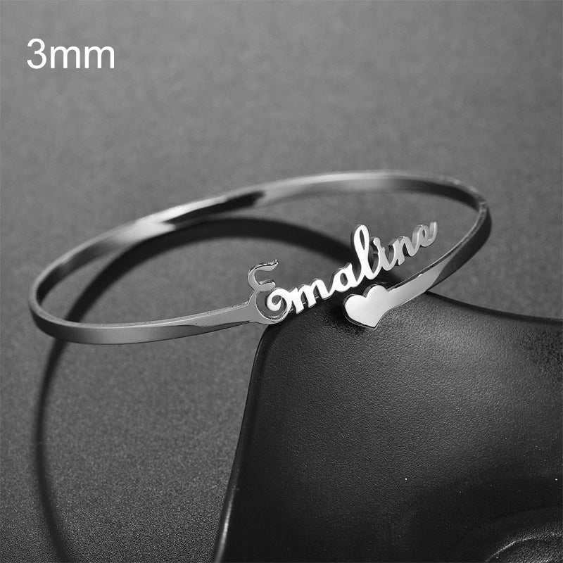 Customized Name Bracelet in Stainless Steel with Heart Charm
