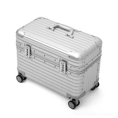 all-aluminum luggage travel photography trolley case in silver