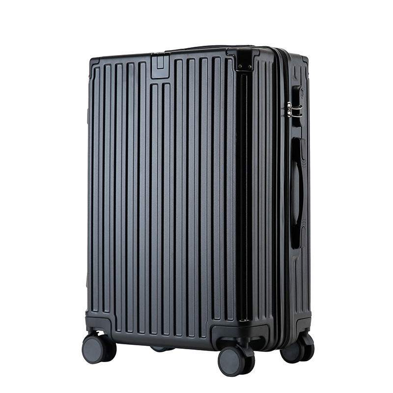 Durable aluminum frame luggage with universal wheels and ergonomic design.