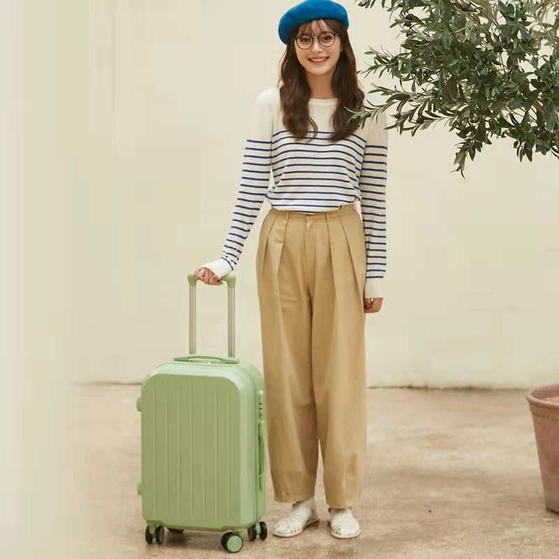 Candy color luggage with universal wheels, ideal for female students.