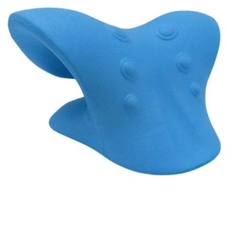 Multifunctional six-wheel neck massager in blue, ergonomic design for deep tissue relief.