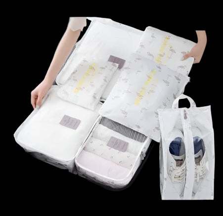 Waterproof packing bags in various sizes for organized storage.