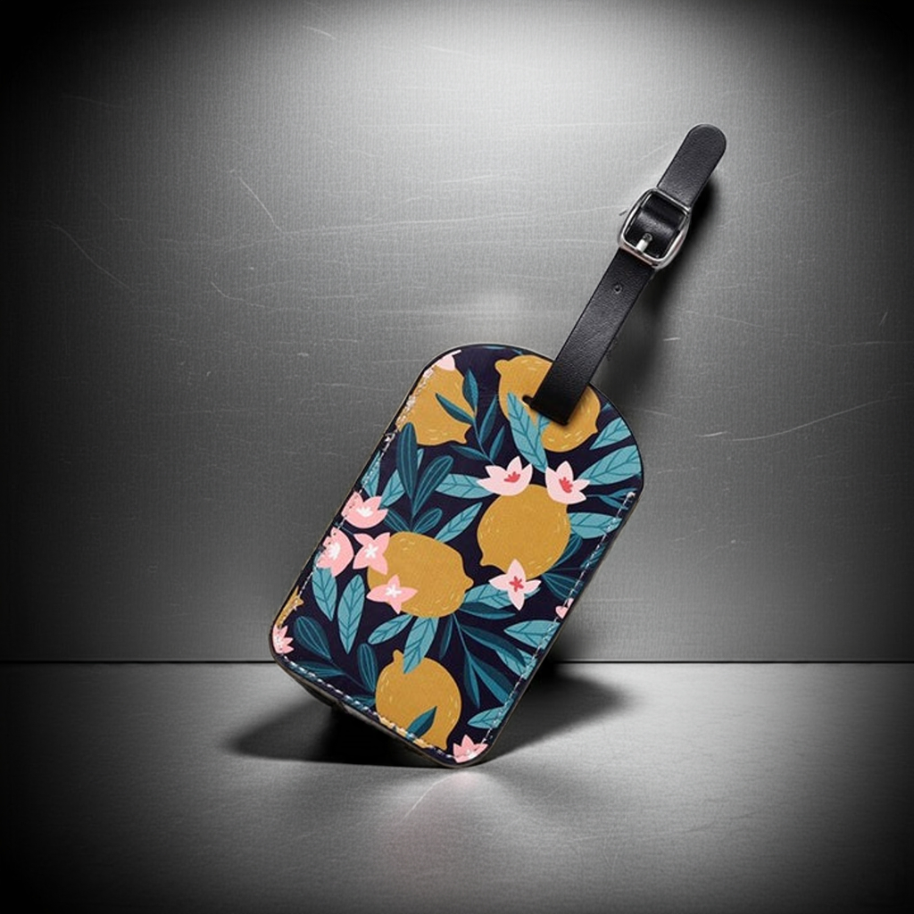 Personalized creative travel label with cartoon design on PU material, adjustable buckle