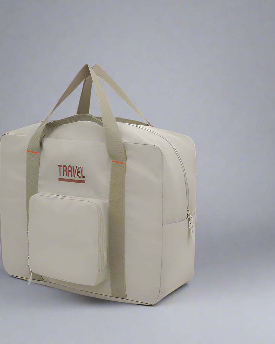 Short-distance storage bag in khaki, modern travel accessory.