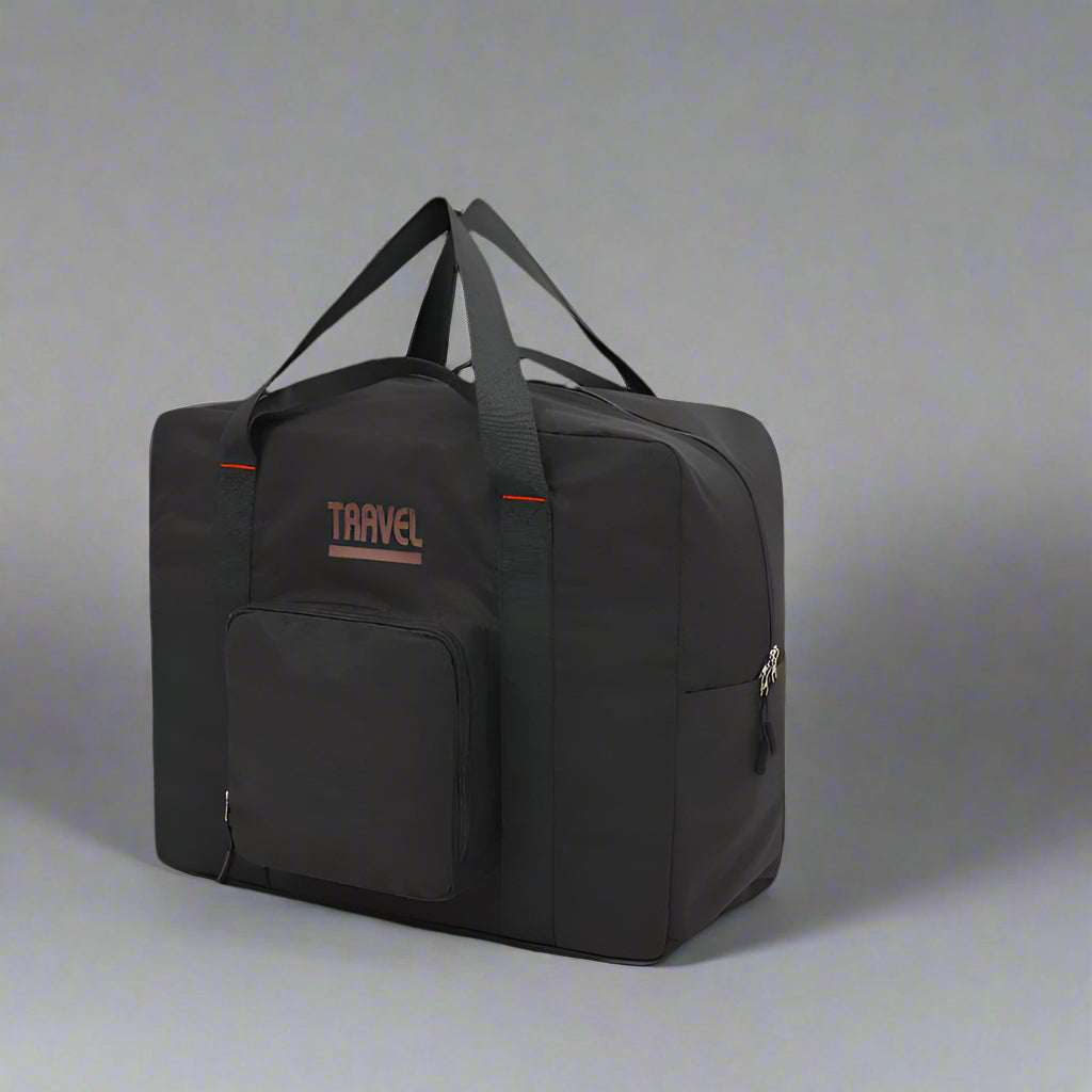 Short-distance storage bag, black, modern cube design, 300D Oxford cloth, perfect for travel.