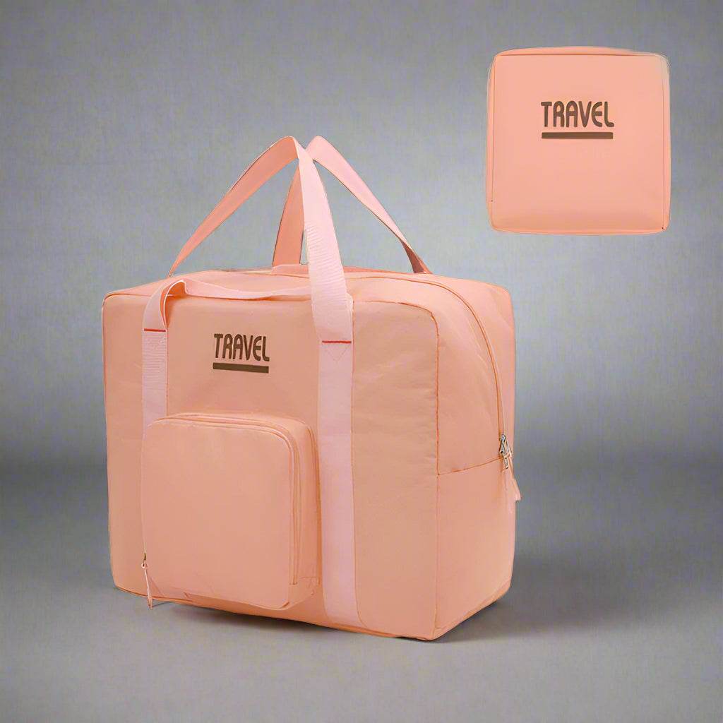 Short-distance storage travel bag, pink, cube shape, portable, 300D Oxford cloth.
