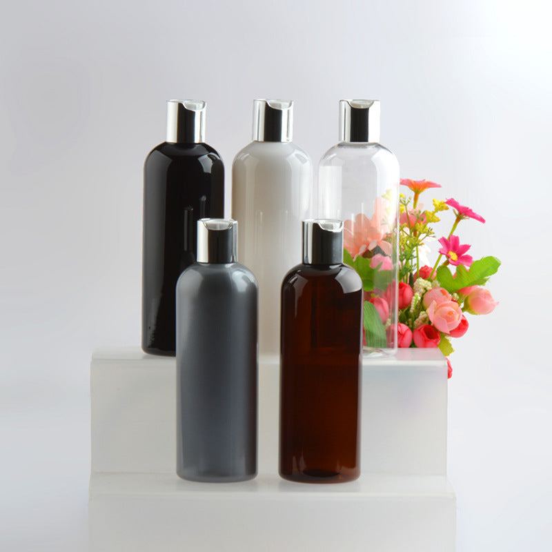 300ml plastic bottling hydrosol bottles with anodized aluminum caps in various finishes and colors.