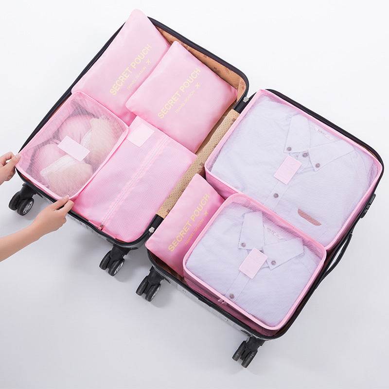 Travel luggage storage bag with organized compartments, made of 210D Oxford cloth, for versatile travel needs.