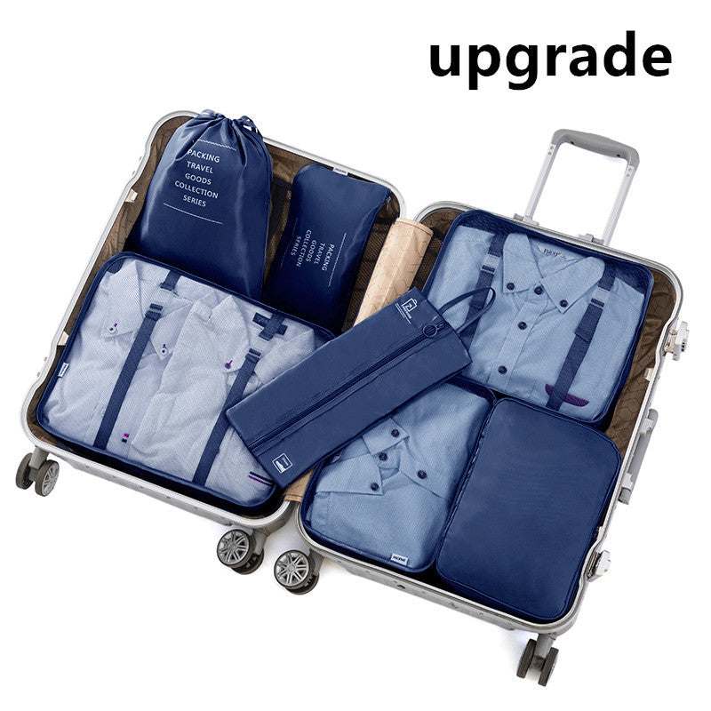 Luggage storage bag with organized packing cubes in a suitcase for travel.
