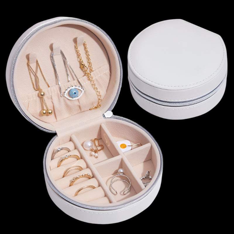Travel Portable Accessories Storage Box in Pearl White for jewelry and hair accessories.