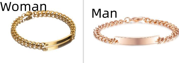 Titanium steel curved plate bracelet in rose gold for men and women.