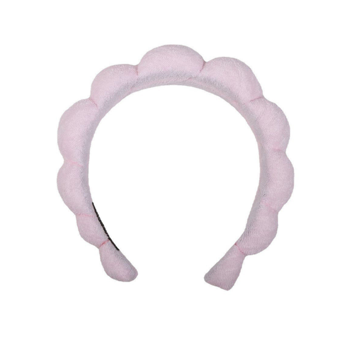 Pink handmade SPA headband for hair care.