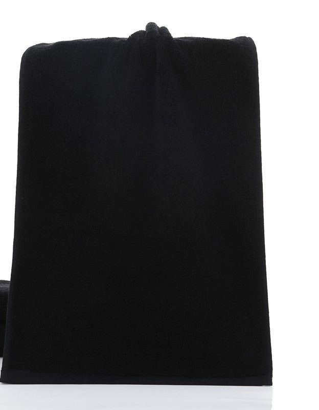 Black cotton towel, 21 strands, 35x75cm.