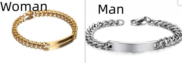 Titanium steel curved plate bracelets with rose gold and silver finish for men and women.