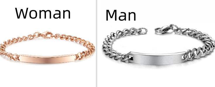 Titanium steel curved plate bracelets in rose gold and silver for men and women.