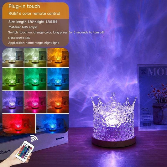 LED water ripple ambient night light with RGB dimmable 16-color crystal table lamp and remote control