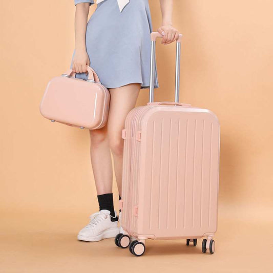 Candy color soft carry handle luggage set with universal wheels, suitable for female students.