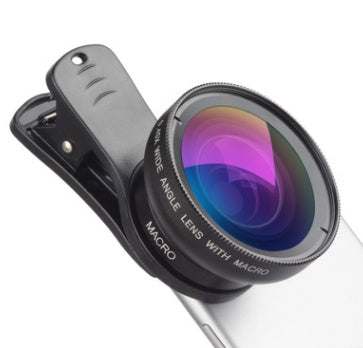 0.45x super wide-angle and 12.5x macro lens kit with clip for smartphones and cameras.